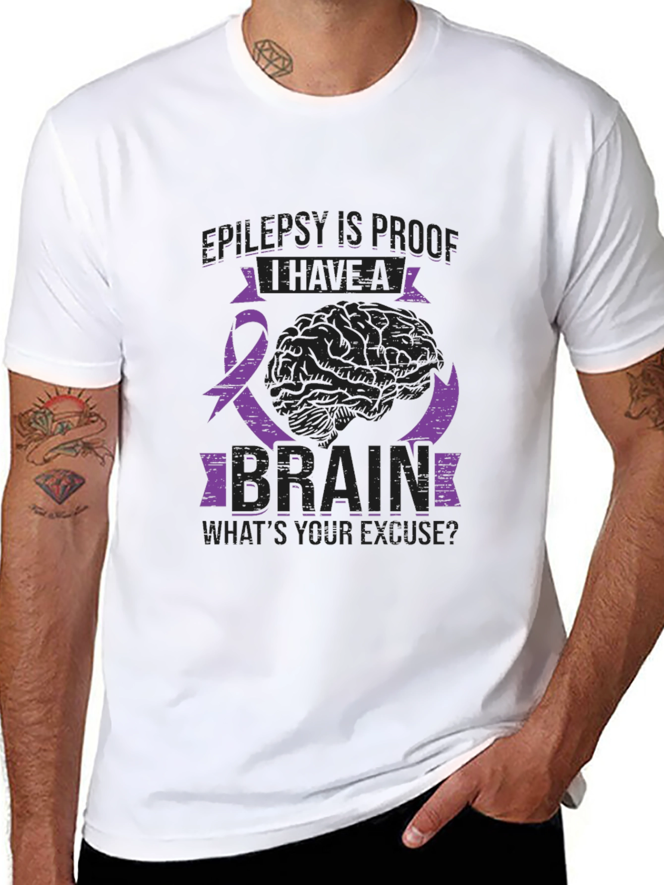 Epilepsy Awareness Brain Graphic Tee - Black