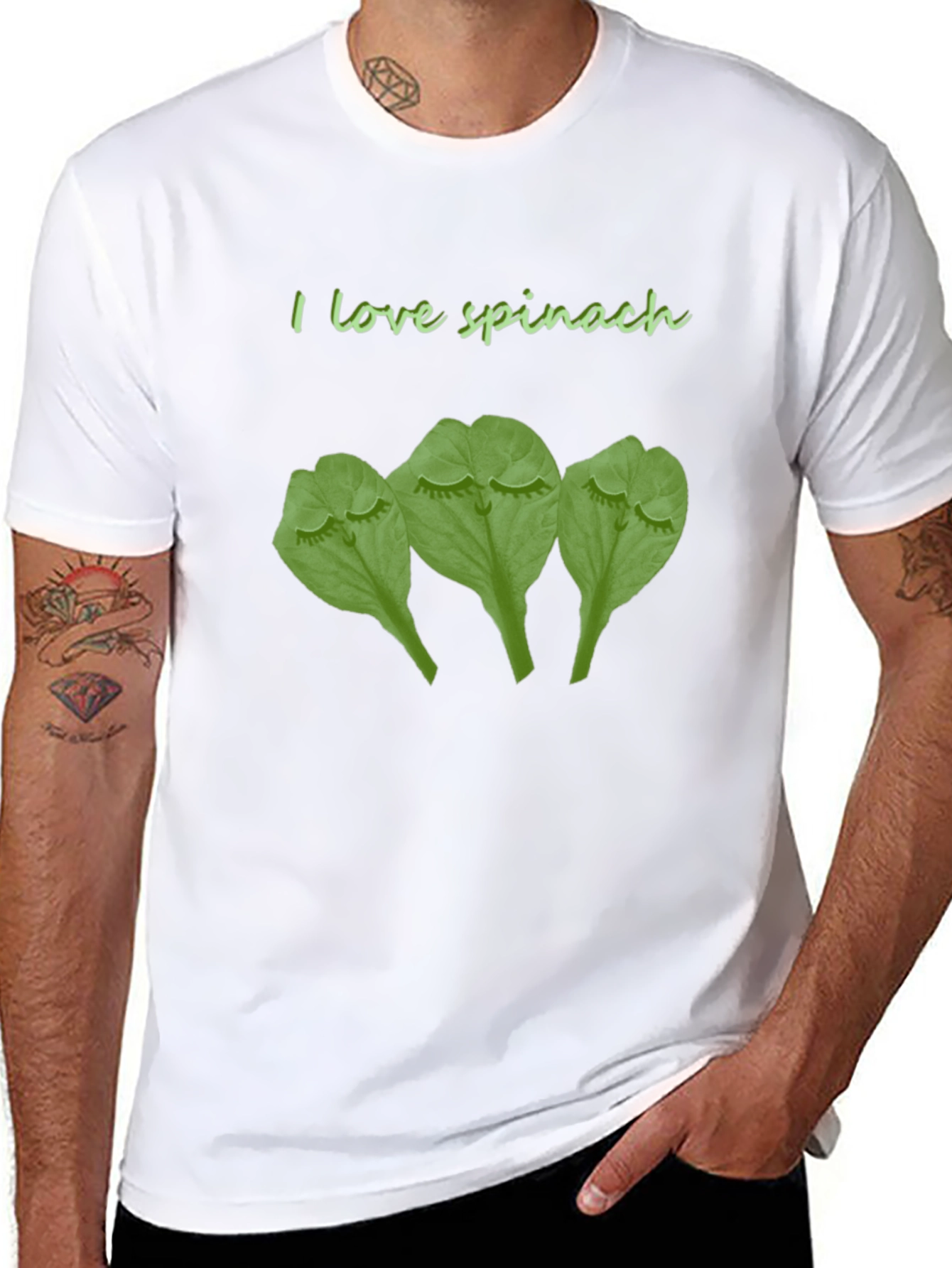 I Love Spinach Funny Graphic T-Shirt
