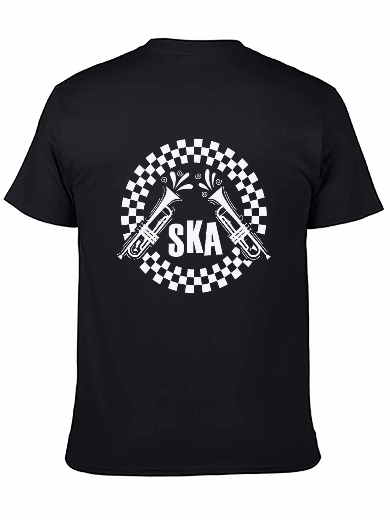 Ska Music T-Shirt: Checkerboard Trumpet Design