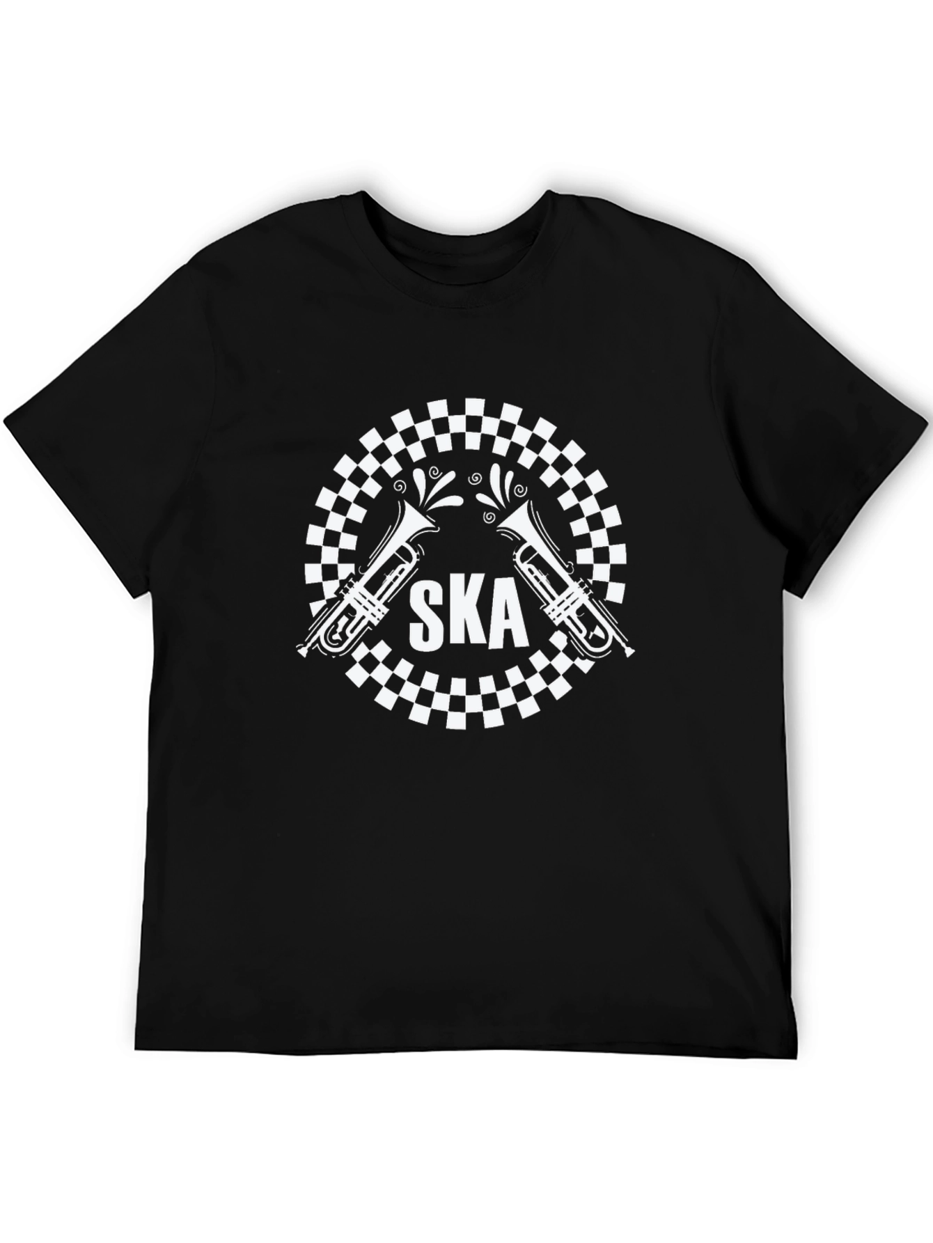 Ska Music T-Shirt: Checkerboard Trumpet Design