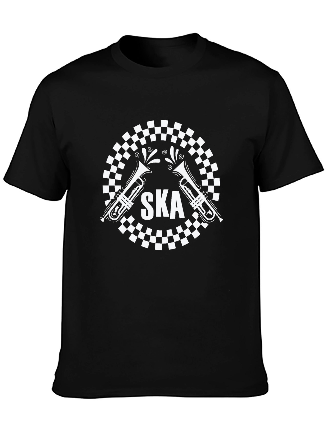 Ska Music T-Shirt: Checkerboard Trumpet Design
