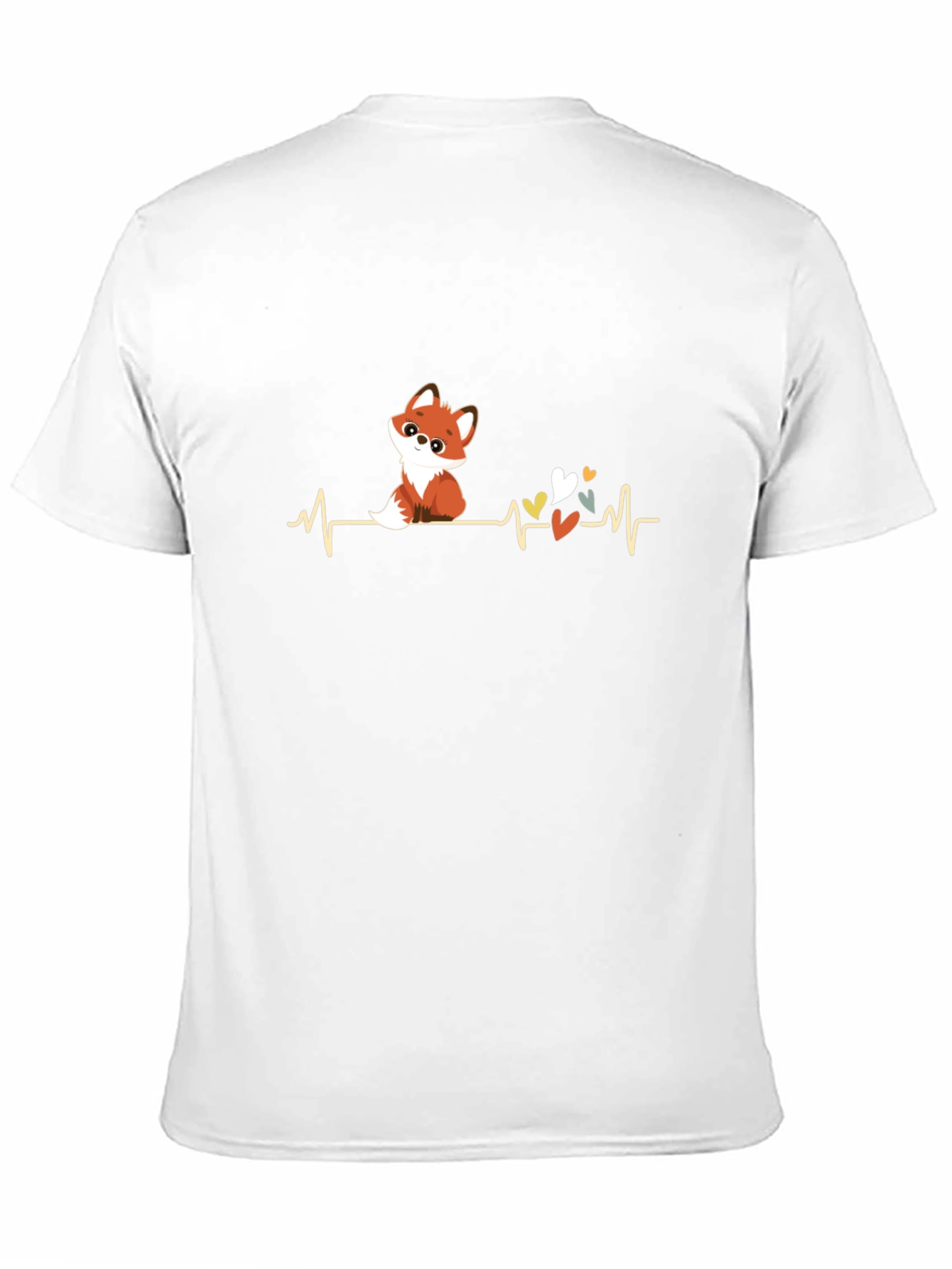 Cute Fox Heartbeat T-Shirt - Mens Black Tee
