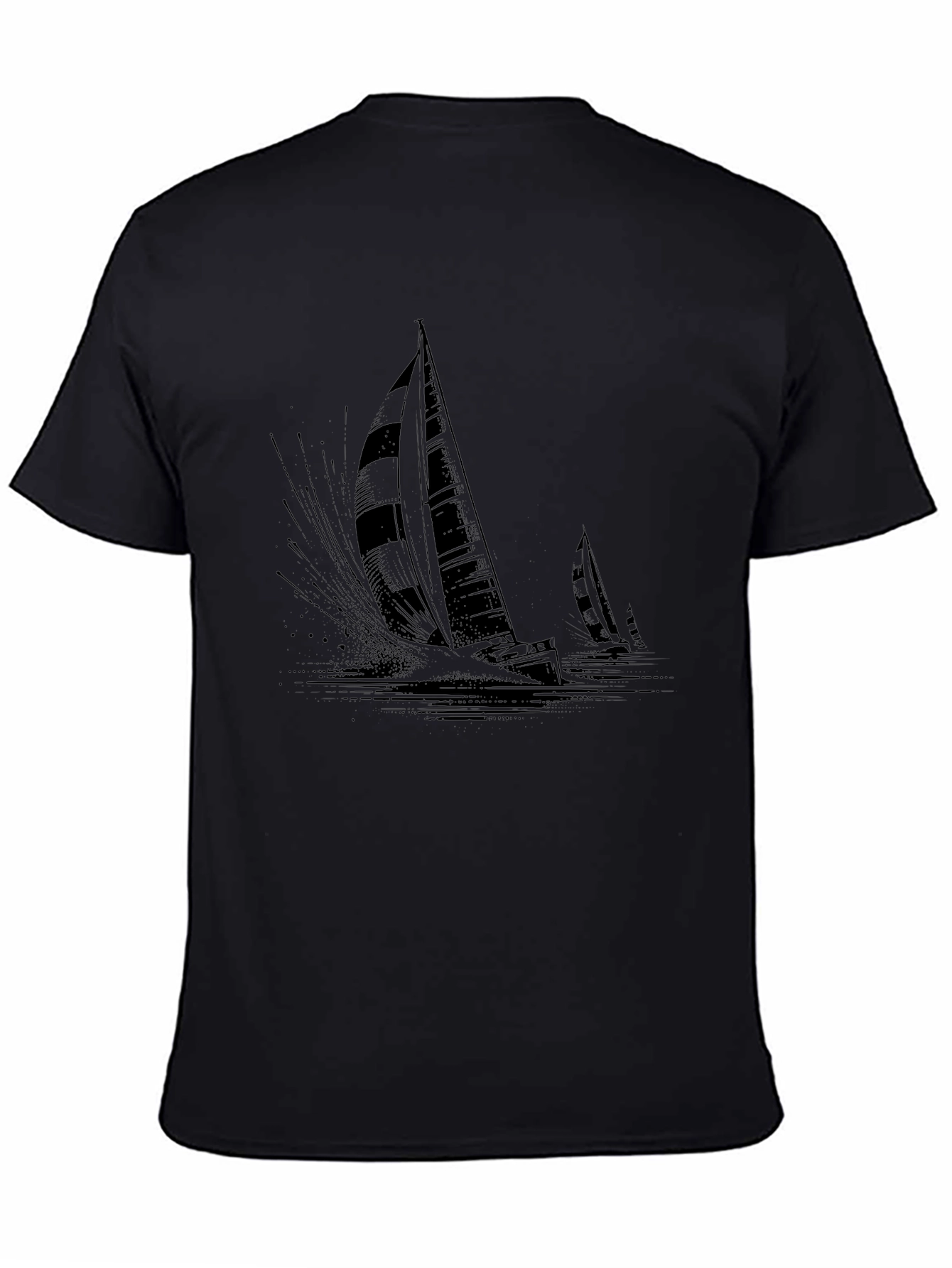 Sailing Boat Graphic Tee - Black