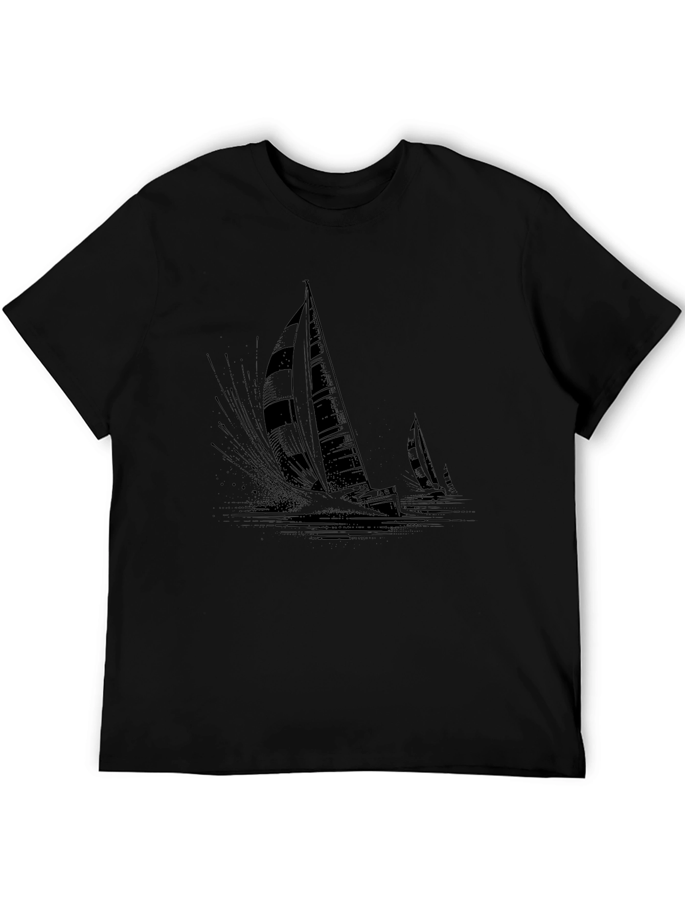 Sailing Boat Graphic Tee - Black
