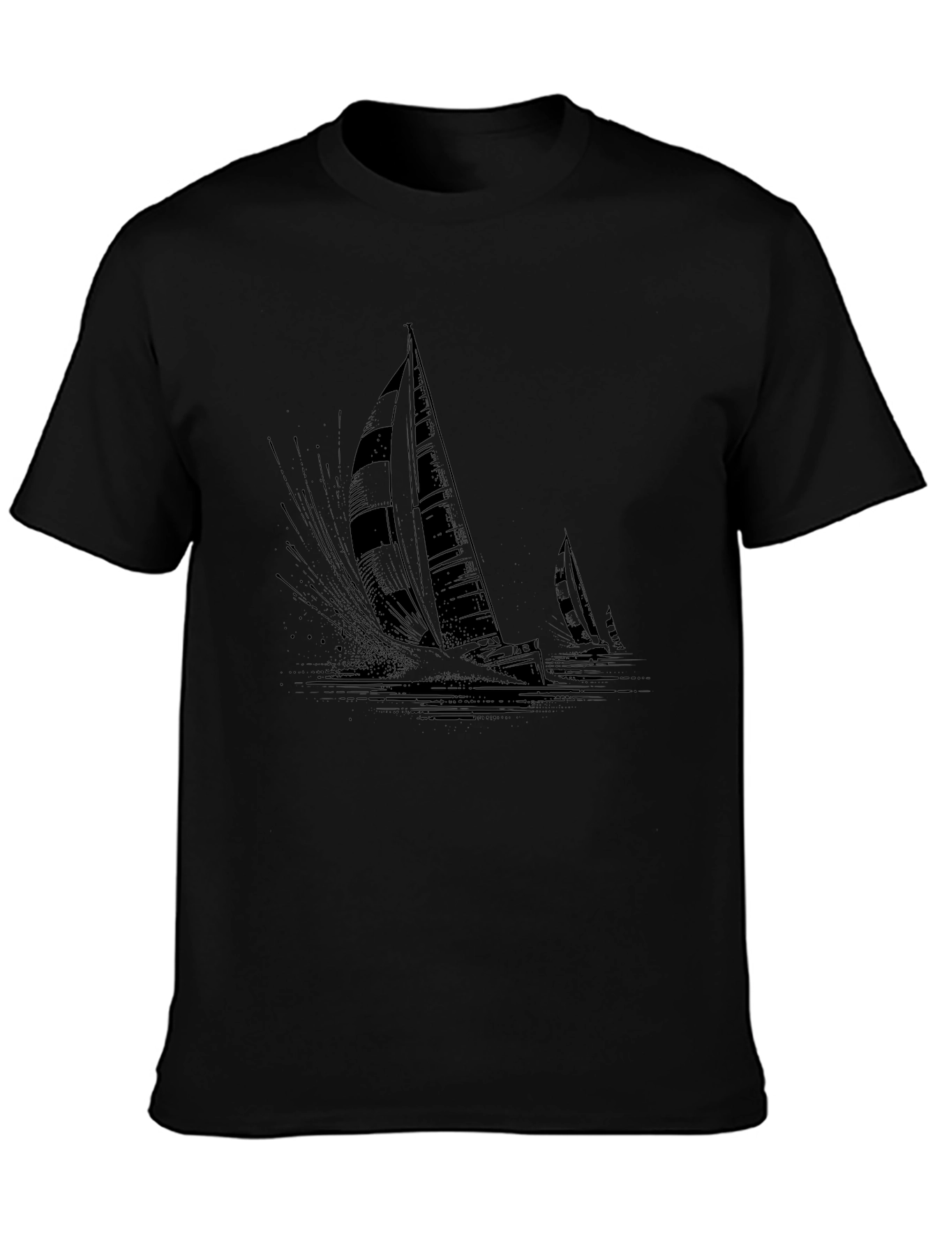 Sailing Boat Graphic Tee - Black