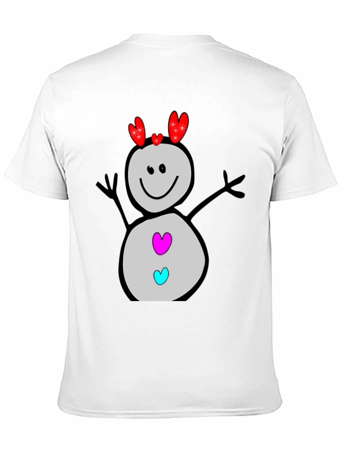 Heart Snowman Black Graphic Tee