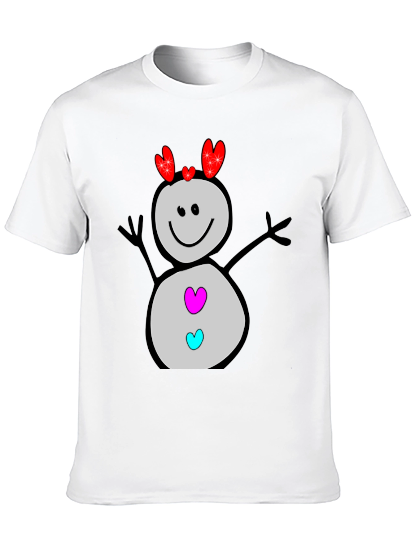 Heart Snowman Black Graphic Tee