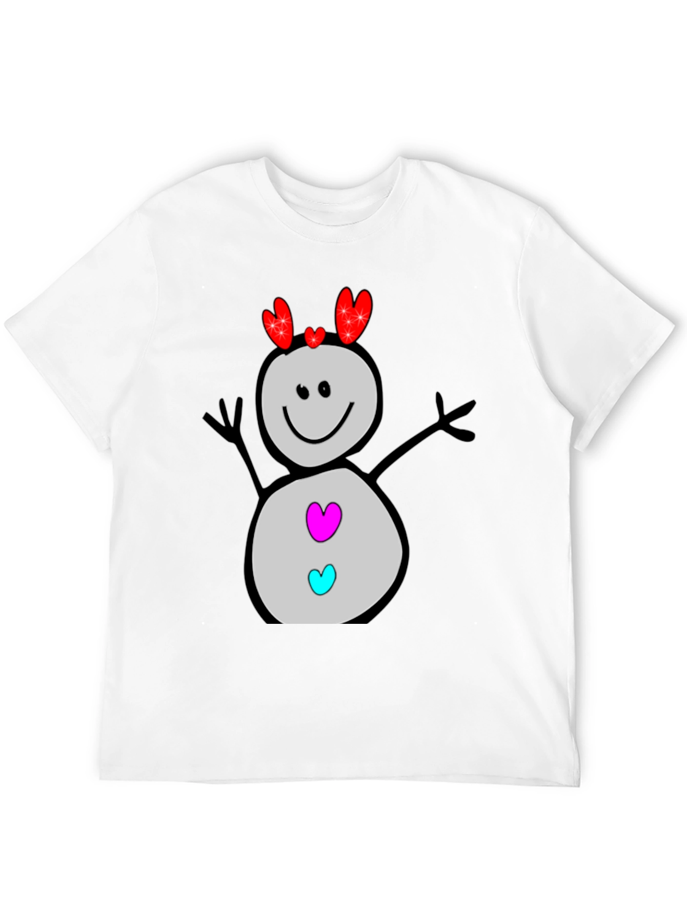 Heart Snowman Black Graphic Tee