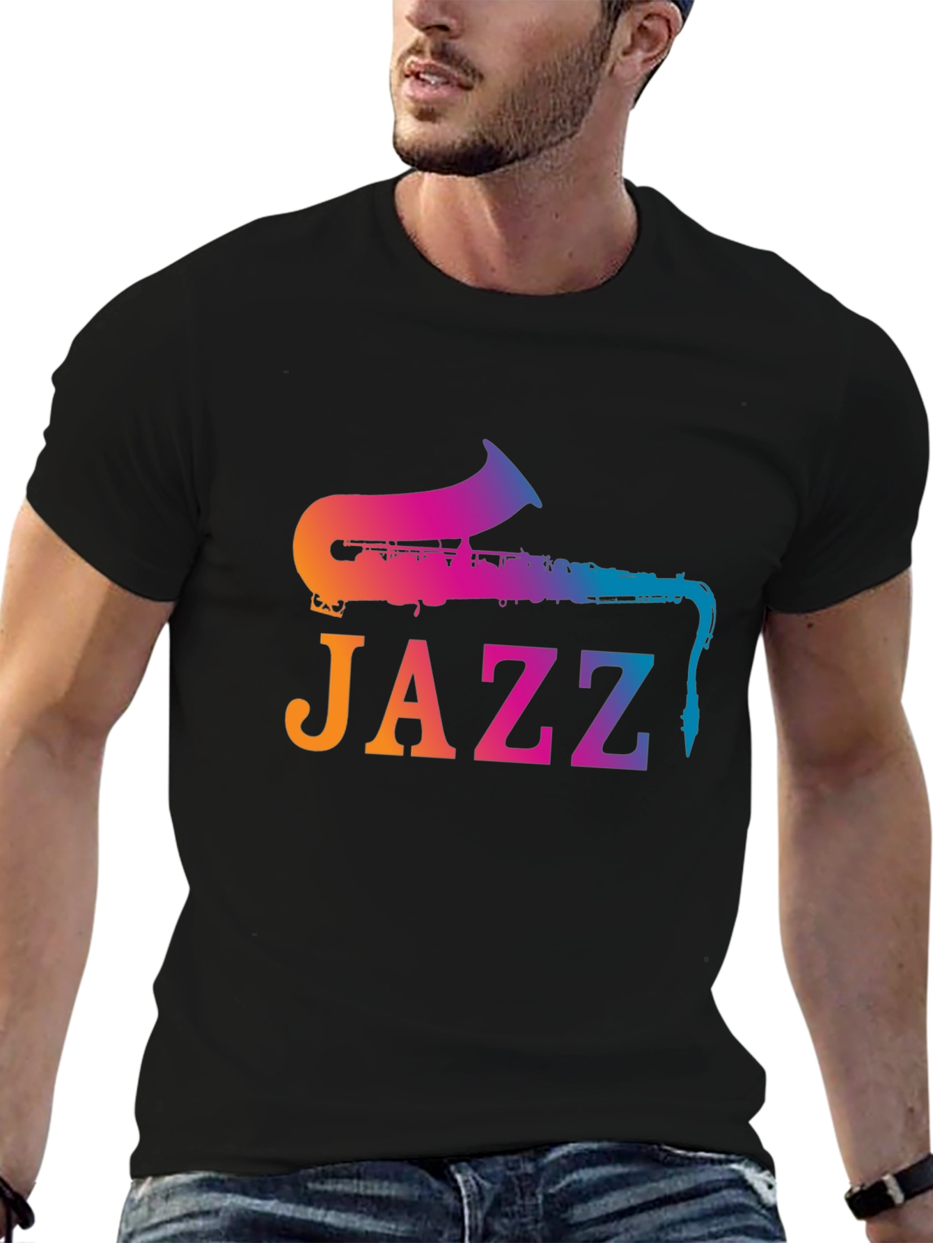 Jazz Saxophone Gradient T-Shirt - Music Lover Tee