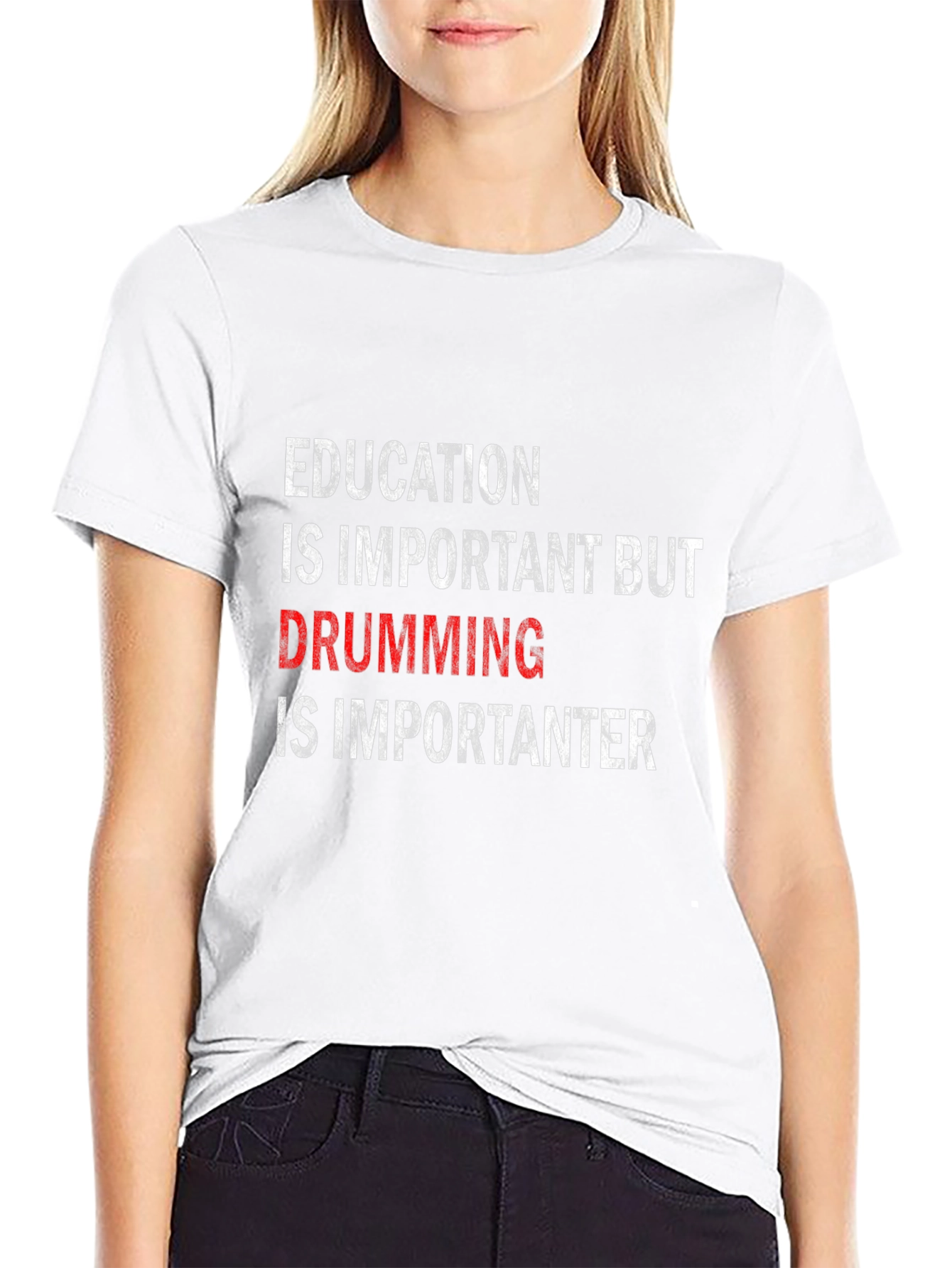Funny Drummer T-Shirt: Education vs. Drumming
