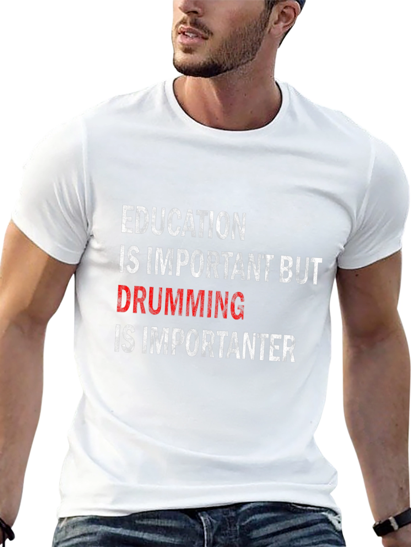 Funny Drummer T-Shirt: Education vs. Drumming