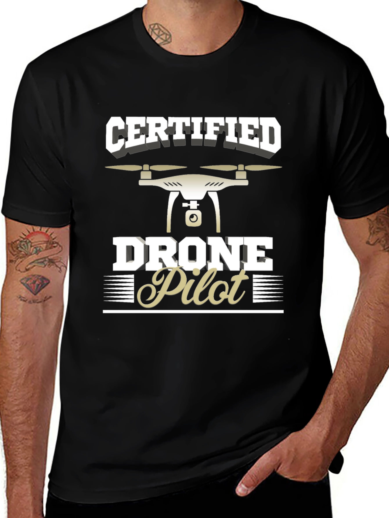 Certified Drone Pilot T-Shirt - Black Graphic Tee