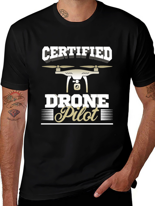Certified Drone Pilot T-Shirt - Black Graphic Tee