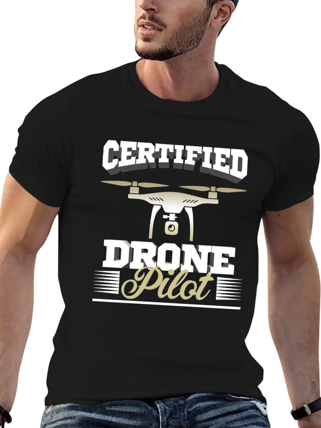 Certified Drone Pilot T-Shirt - Black Graphic Tee