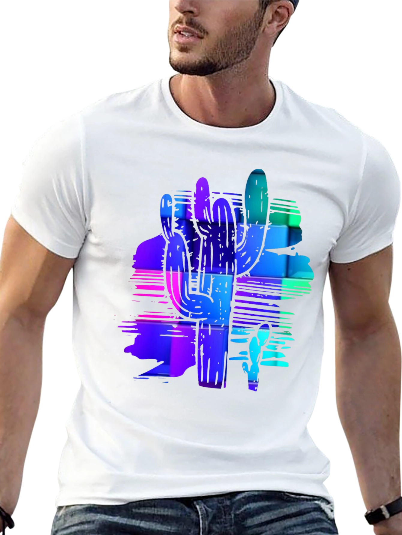 Neon Cactus Graphic Tee - Trendy Desert Style