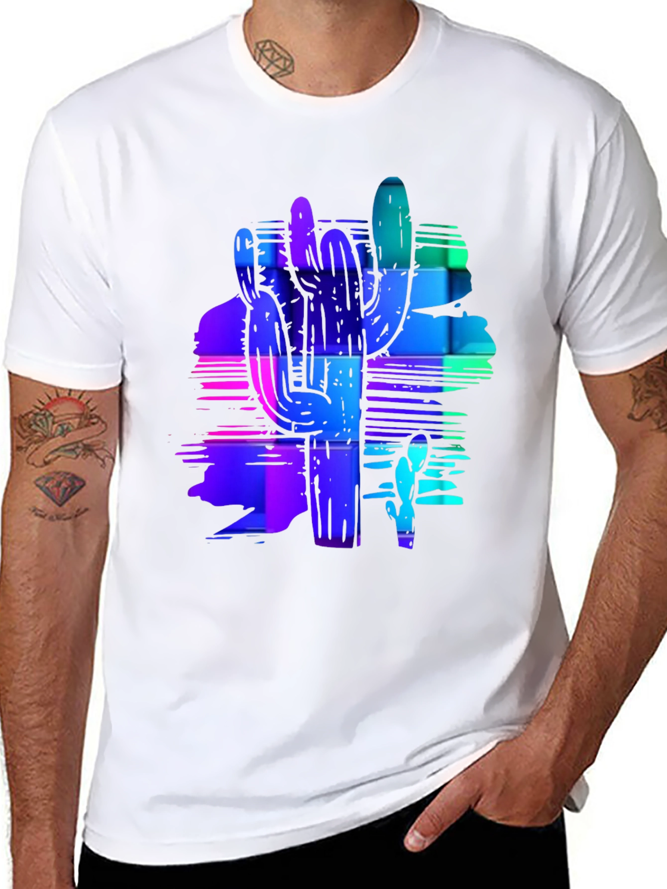 Neon Cactus Graphic Tee - Trendy Desert Style
