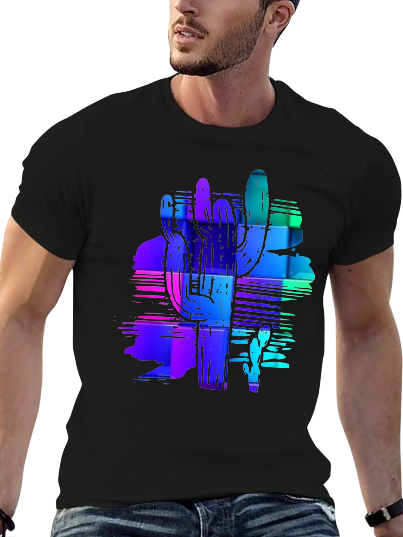 Neon Cactus Graphic Tee - Trendy Desert Style