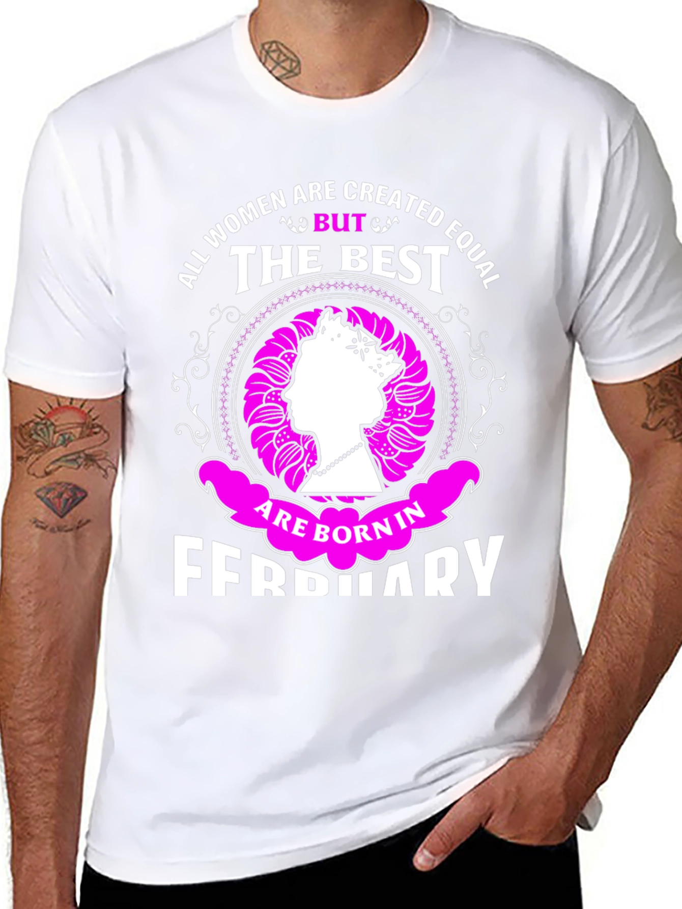 Women Born in February T-Shirt Queen Silhouette Tee