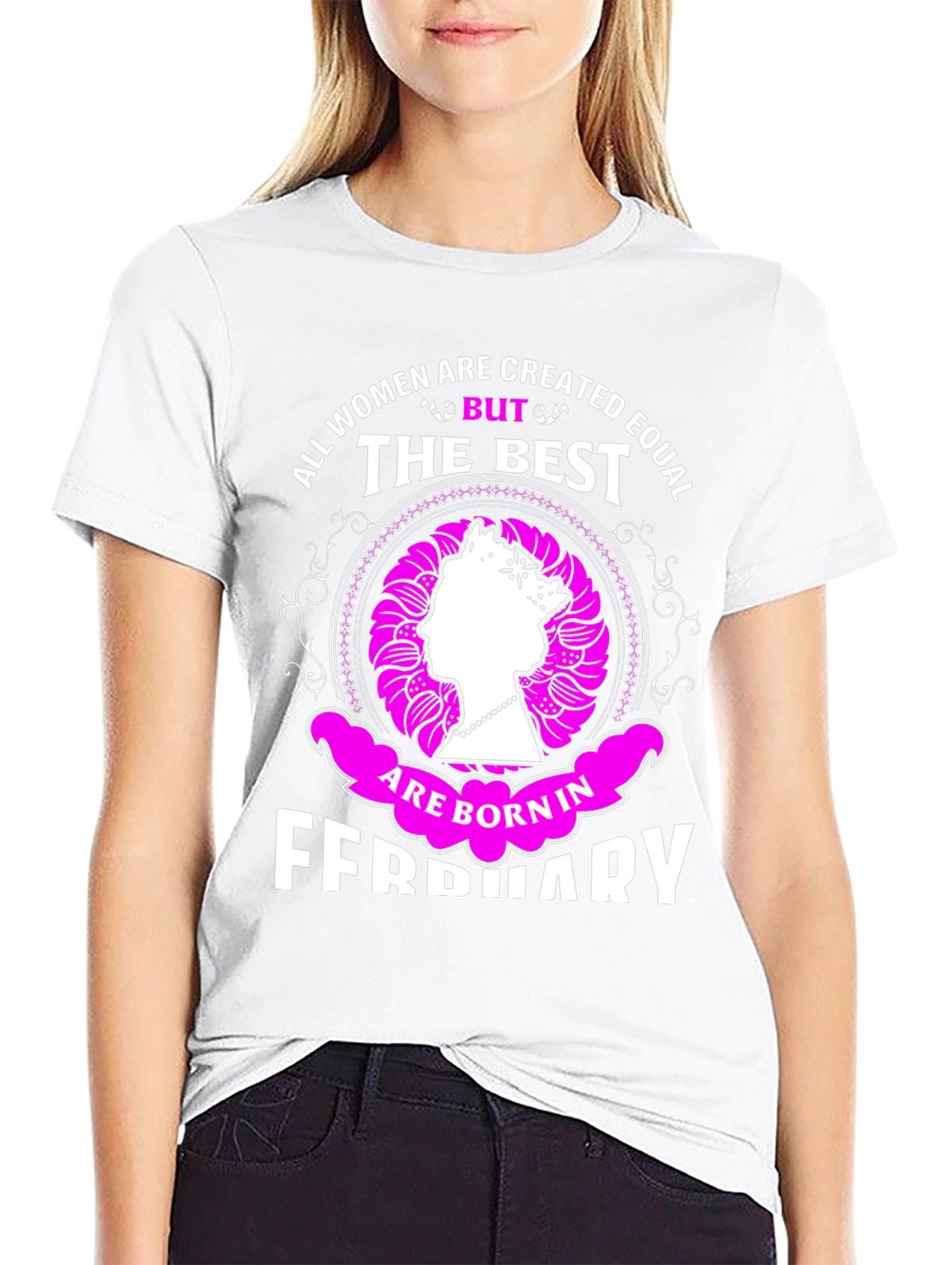 Women Born in February T-Shirt Queen Silhouette Tee