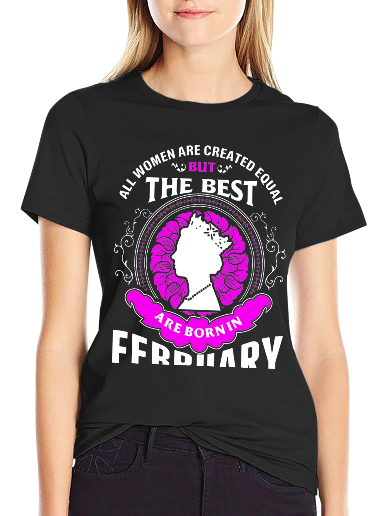 Women Born in February T-Shirt Queen Silhouette Tee