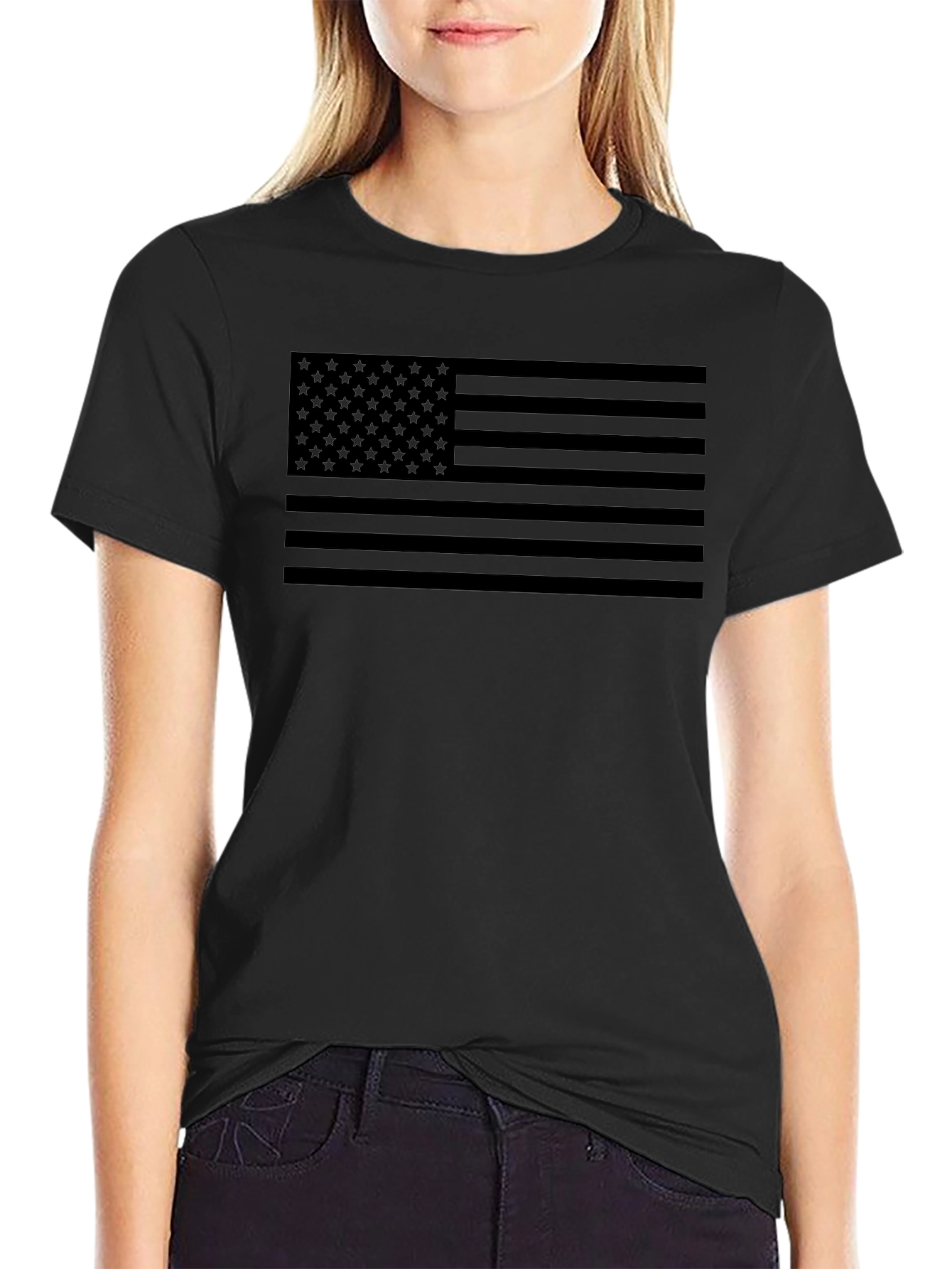 Stealth American Flag Black T-Shirt