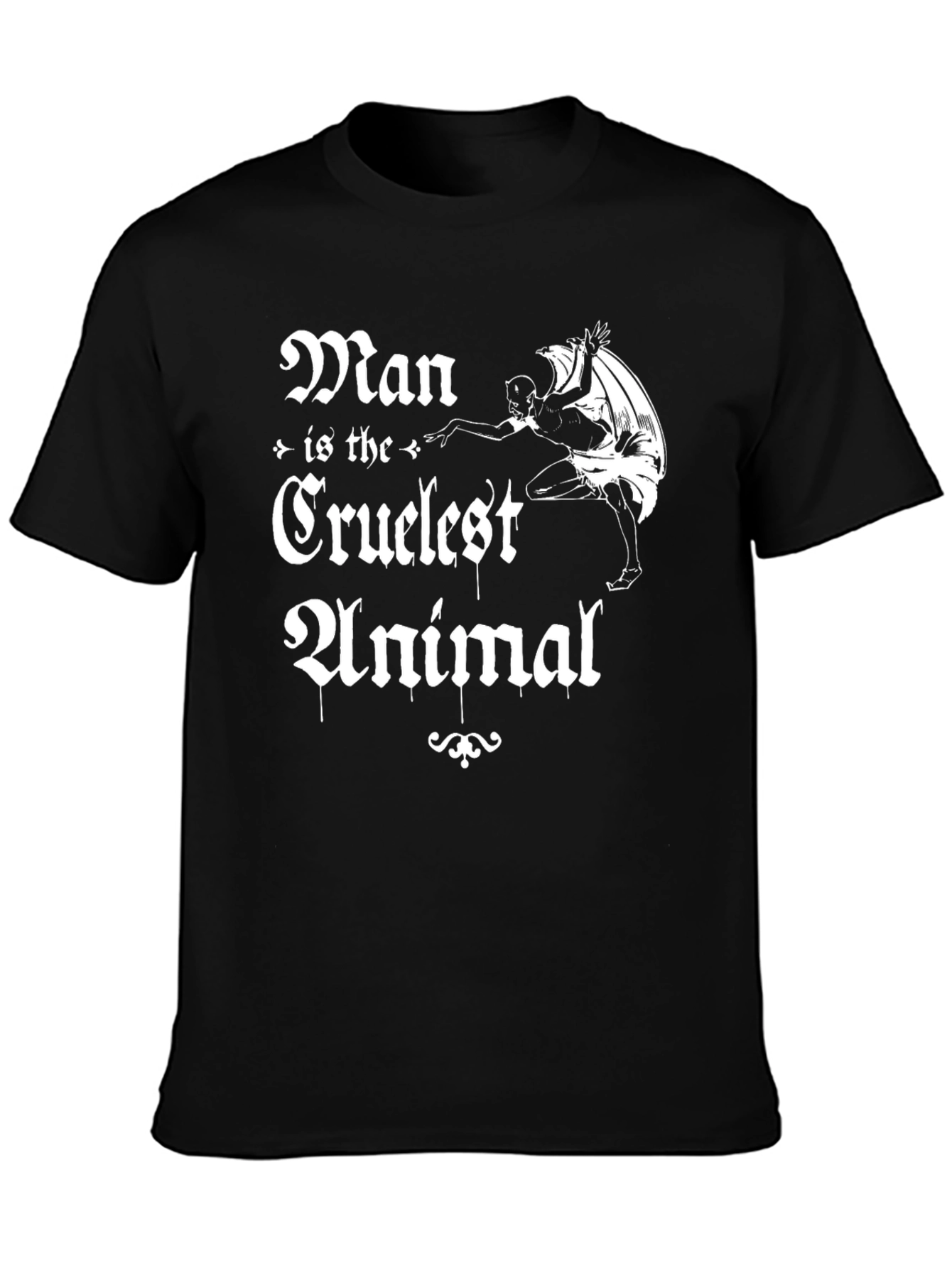 Man is the Cruelest Animal Black Graphic T-Shirt