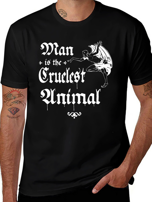 Man is the Cruelest Animal Black Graphic T-Shirt