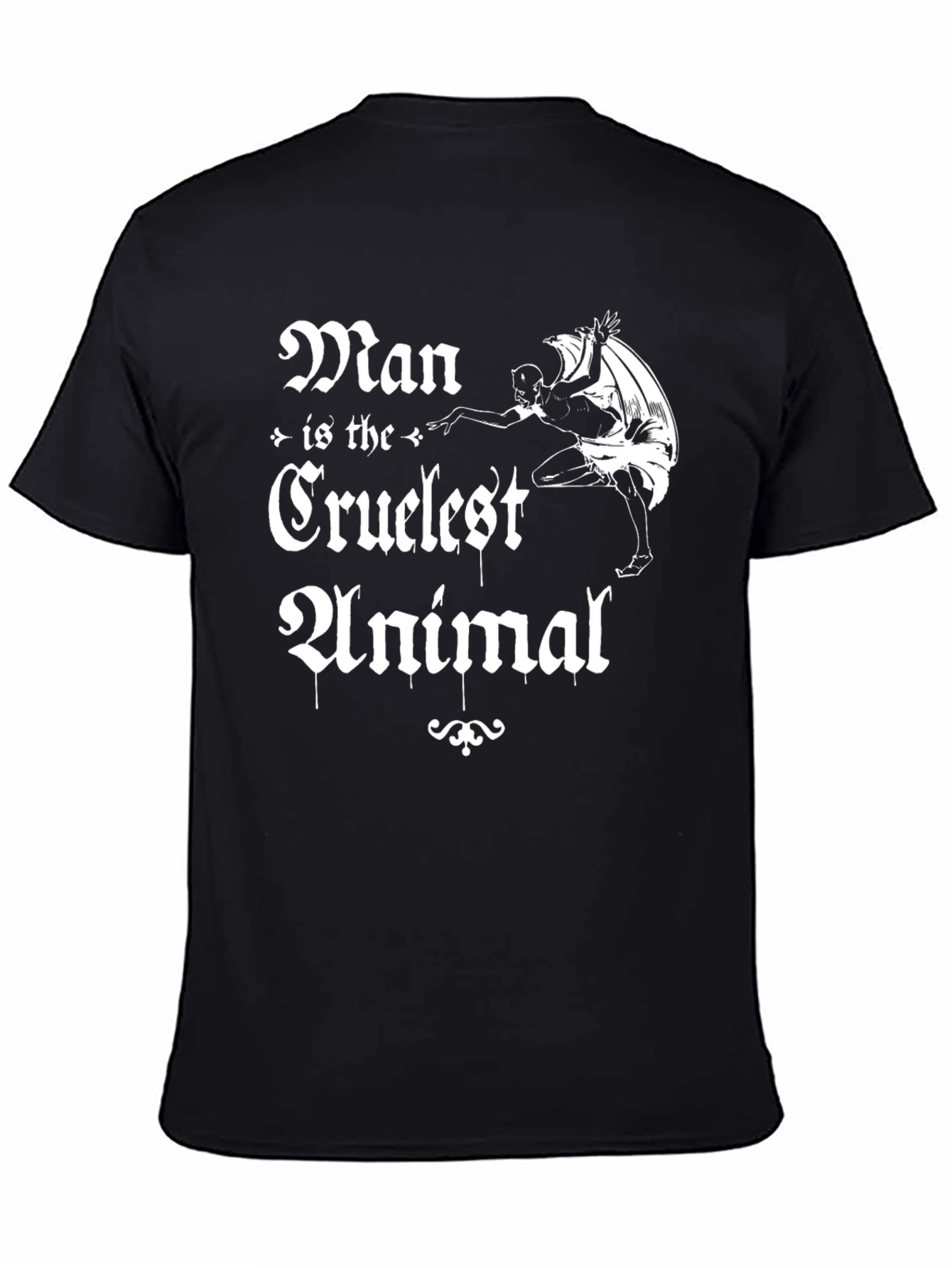 Man is the Cruelest Animal Black Graphic T-Shirt