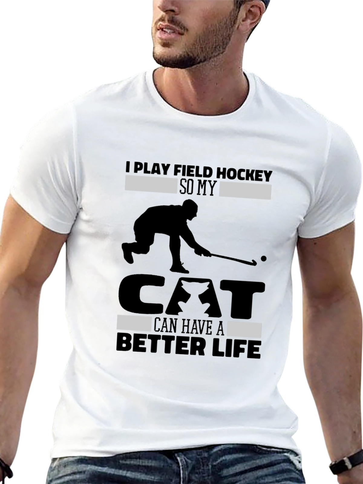 Funny Field Hockey Cat Lover T-Shirt