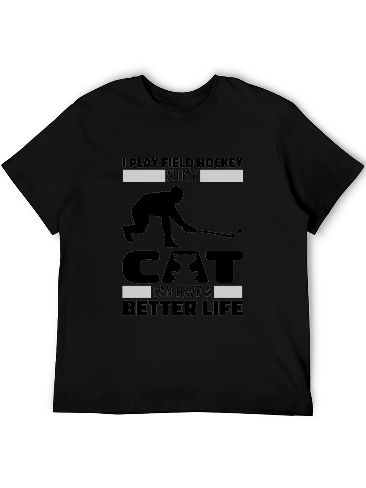 Funny Field Hockey Cat Lover T-Shirt