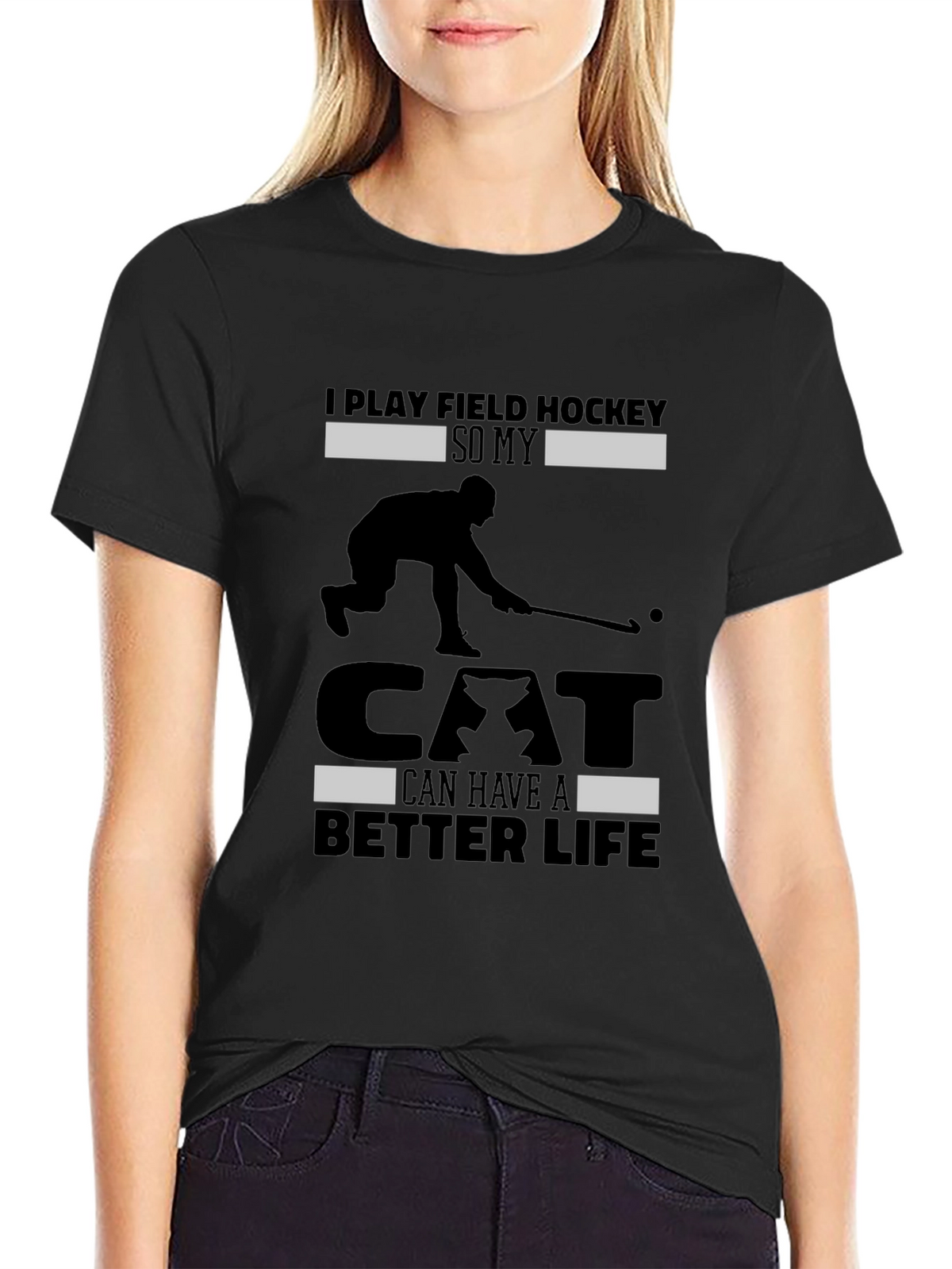 Funny Field Hockey Cat Lover T-Shirt
