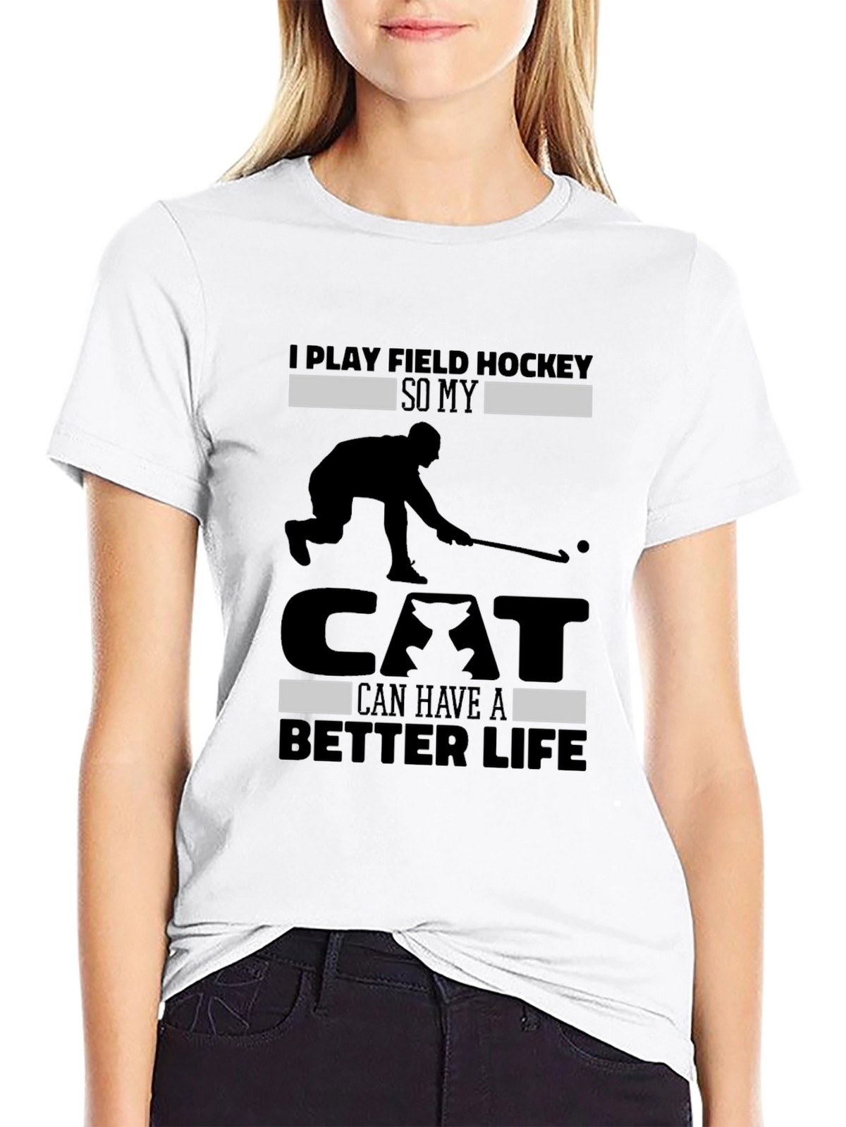 Funny Field Hockey Cat Lover T-Shirt