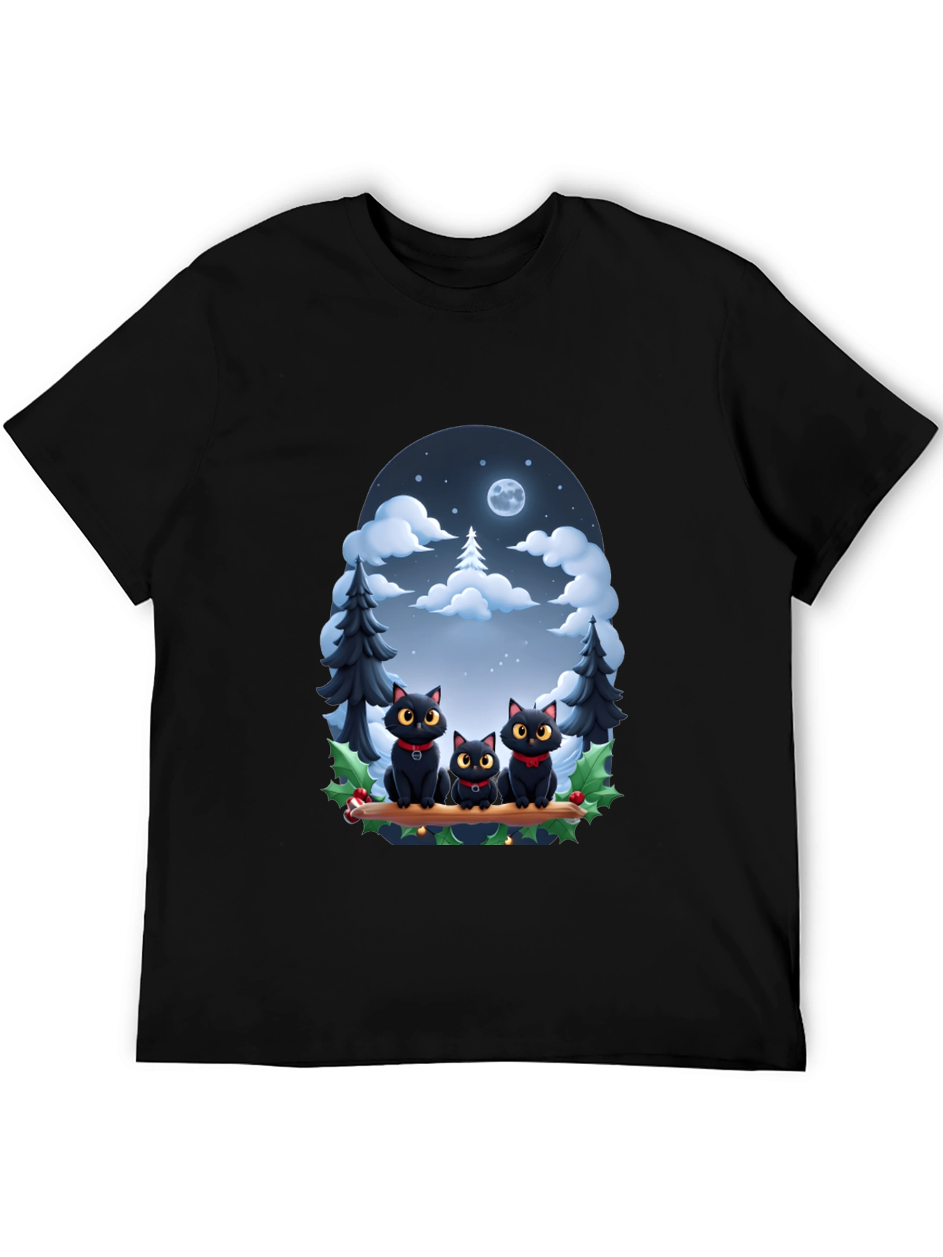 Black Cat Christmas T-Shirt
