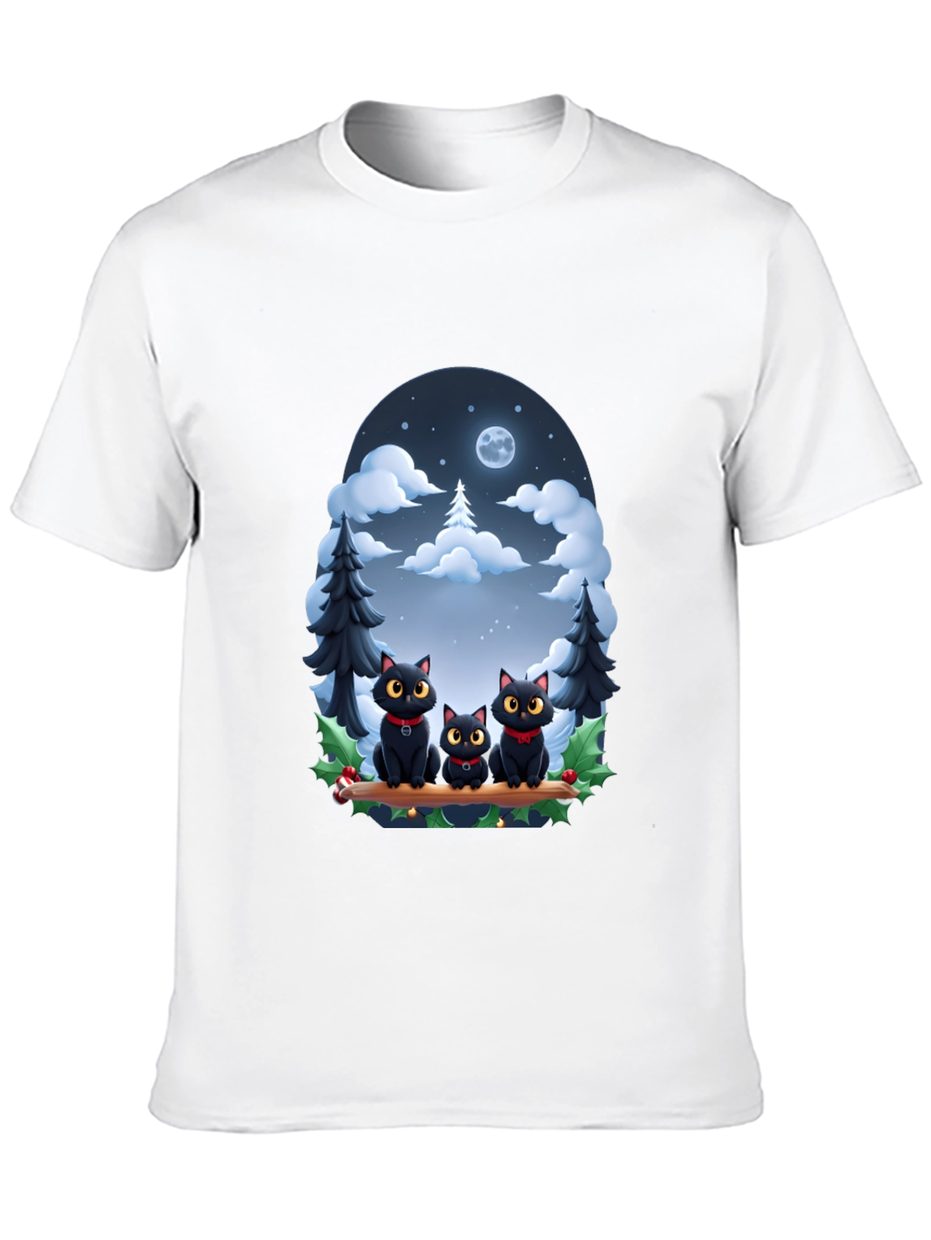 Black Cat Christmas T-Shirt