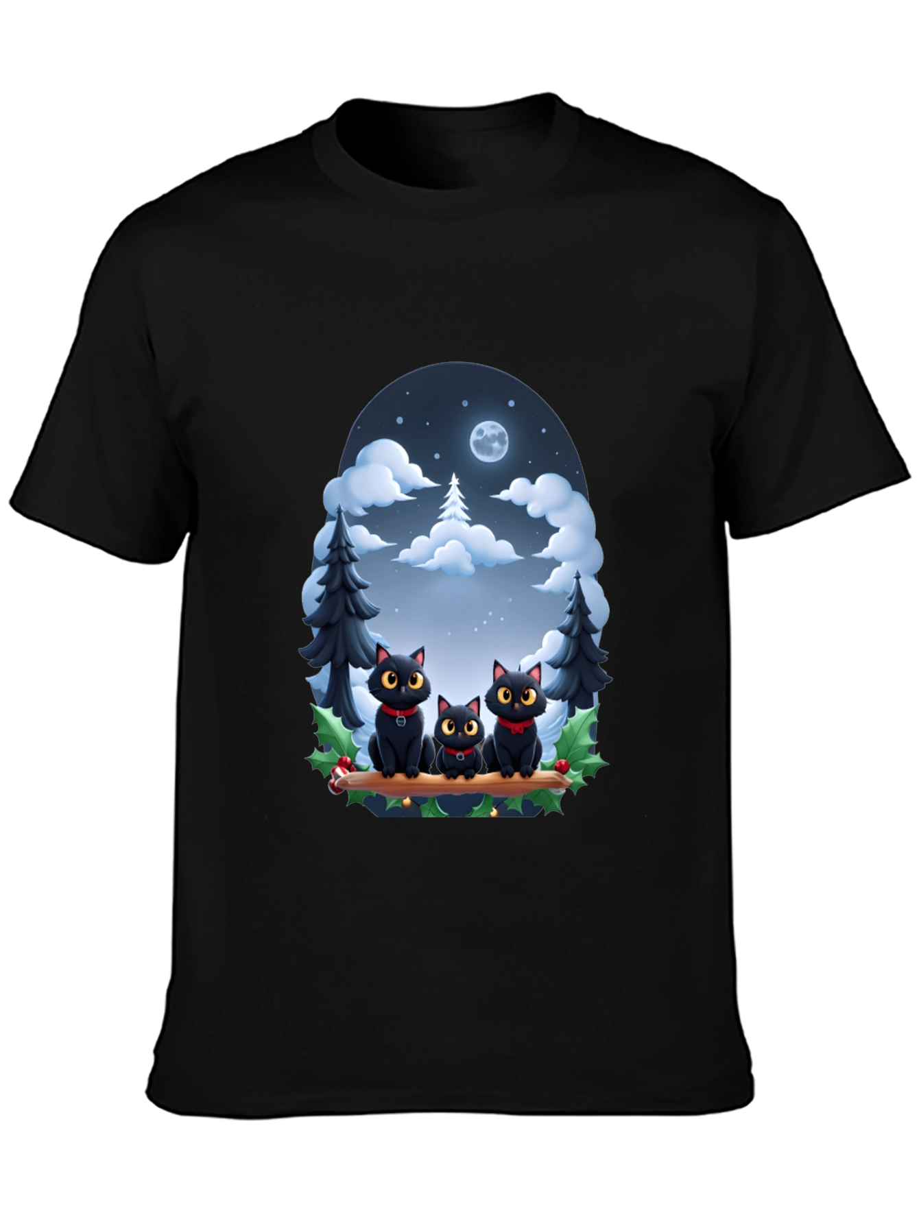 Black Cat Christmas T-Shirt
