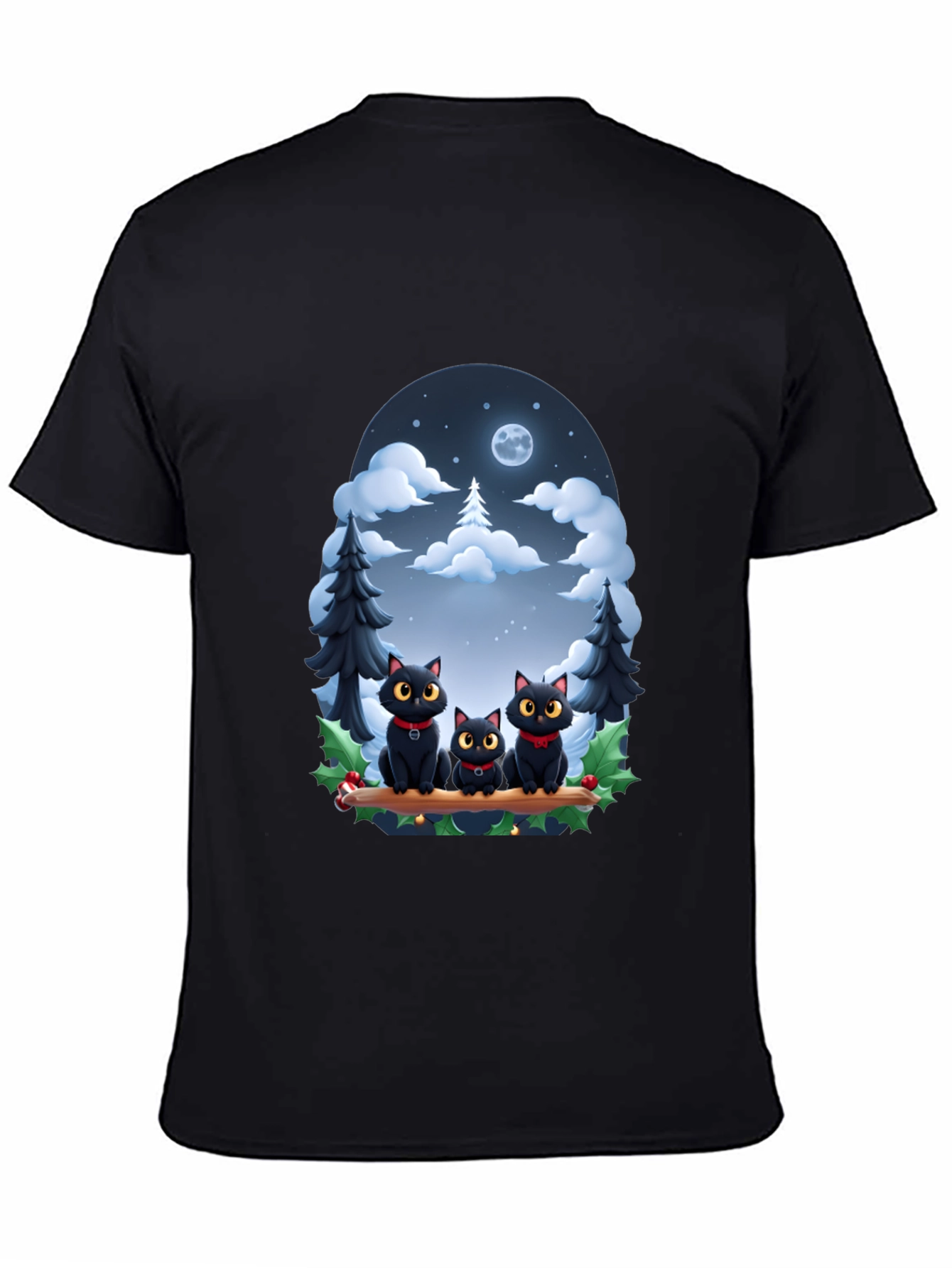 Black Cat Christmas T-Shirt