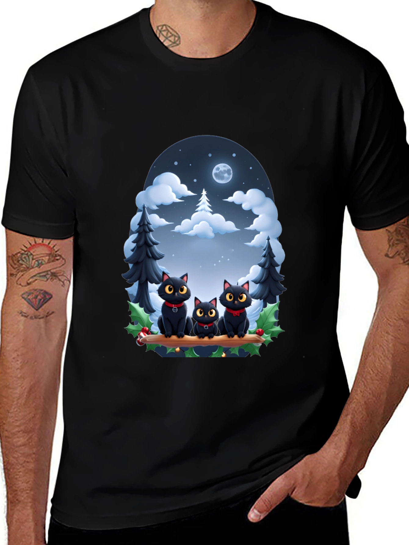 Black Cat Christmas T-Shirt