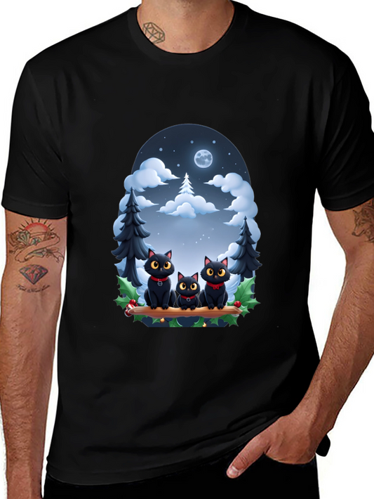 Black Cat Christmas T-Shirt