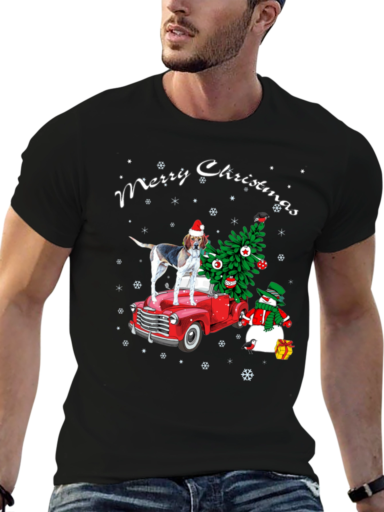 Christmas Dog on Truck T-Shirt