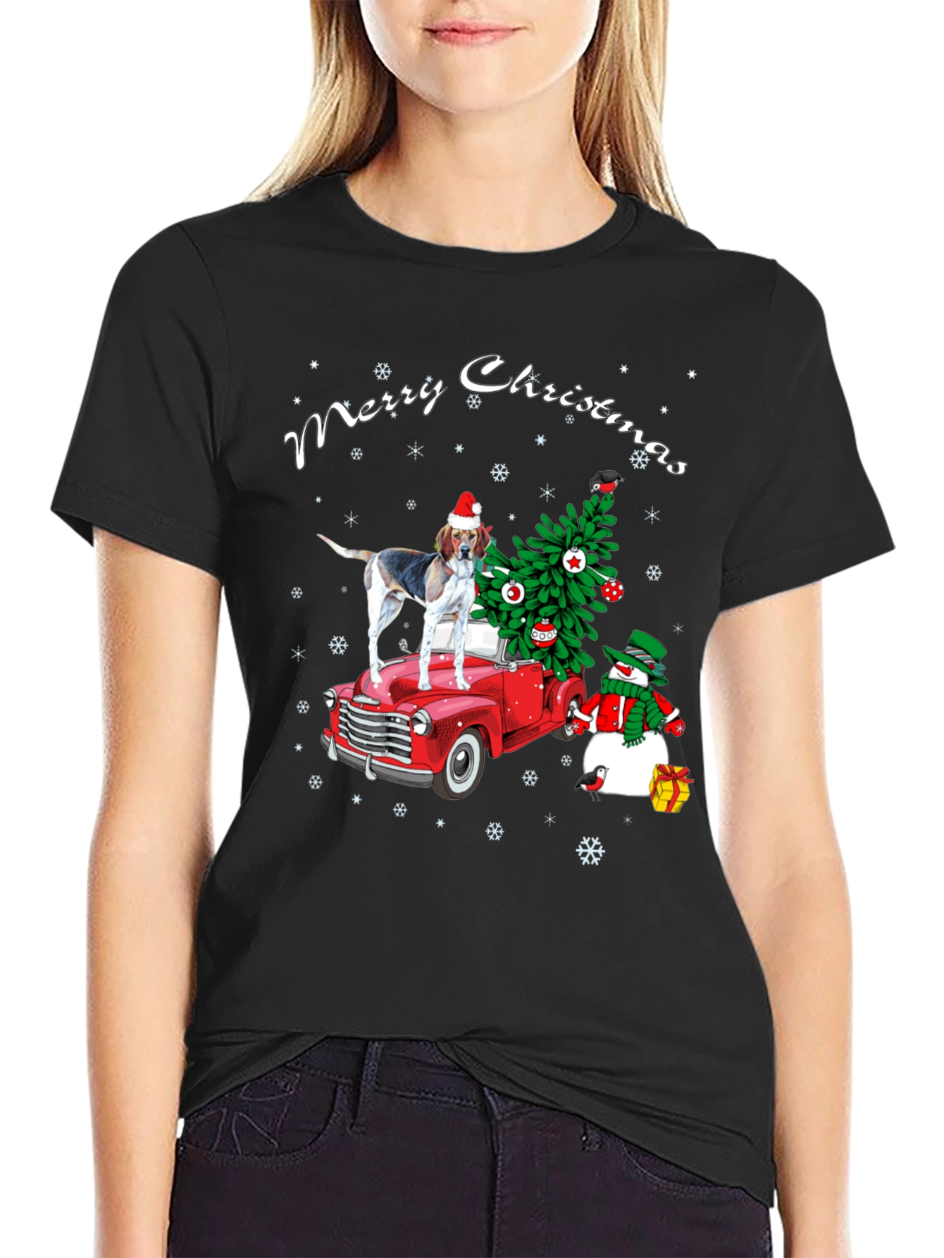 Christmas Dog on Truck T-Shirt