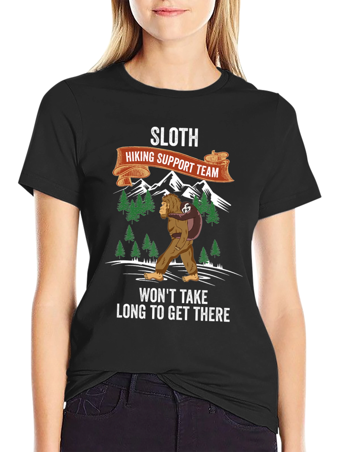 Sloth Hiking Support Team Graphic Tee