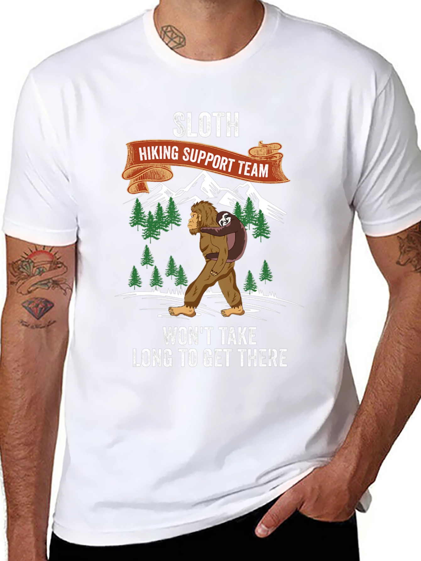 Sloth Hiking Support Team Graphic Tee