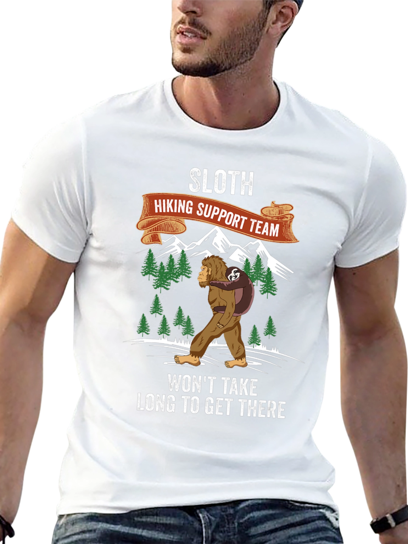 Sloth Hiking Support Team Graphic Tee