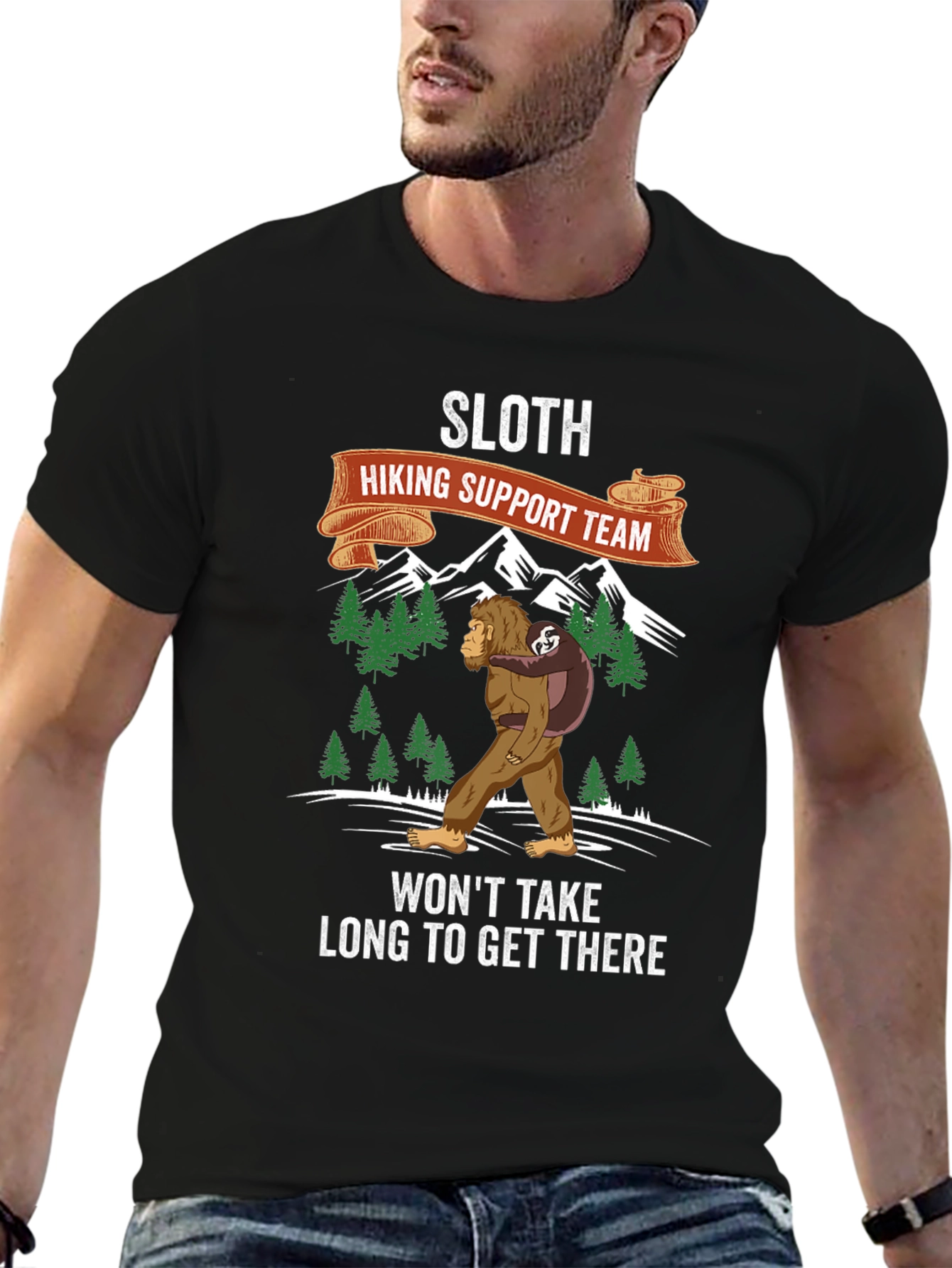Sloth Hiking Support Team Graphic Tee