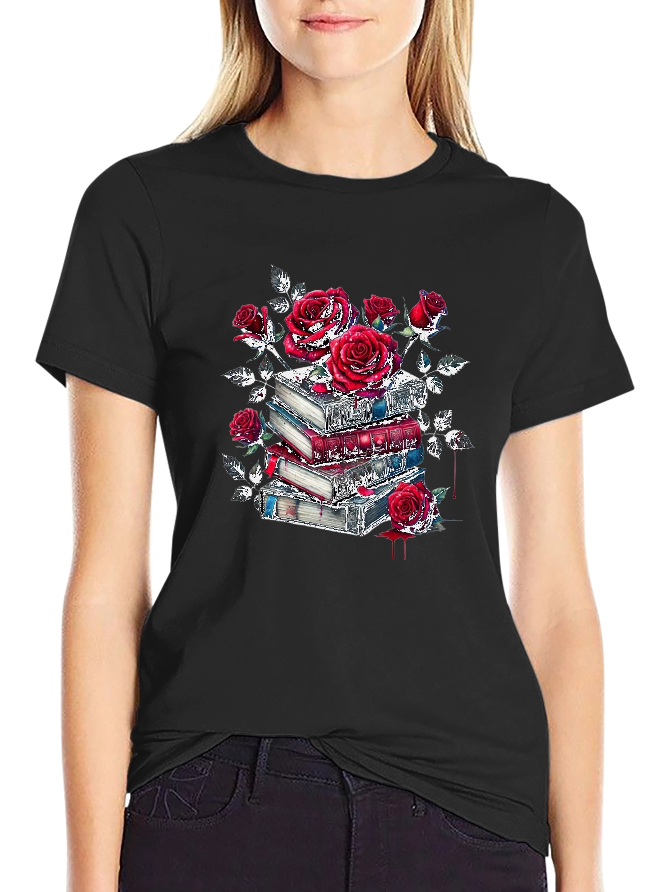 Floral Book Stack Graphic Tee