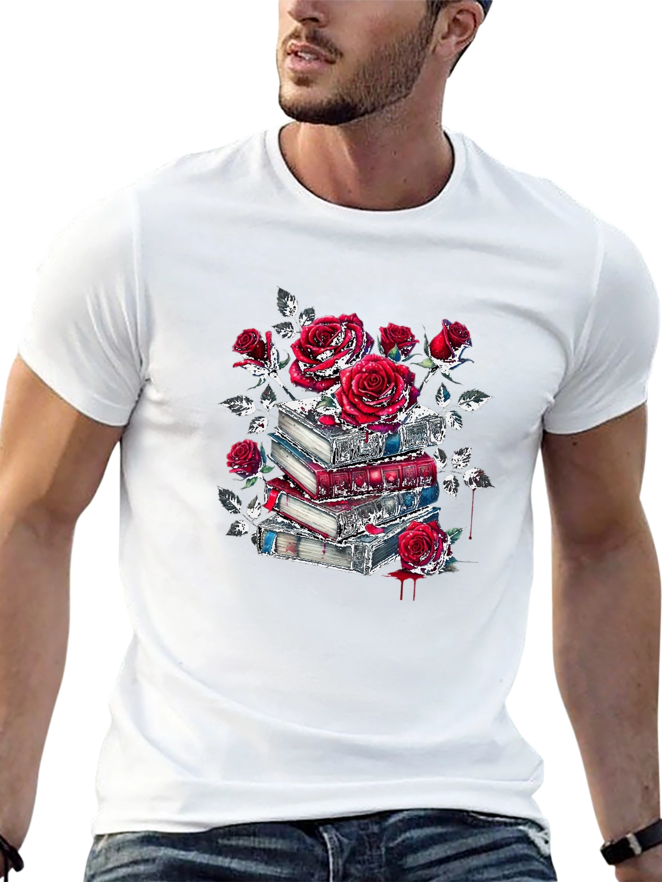 Floral Book Stack Graphic Tee