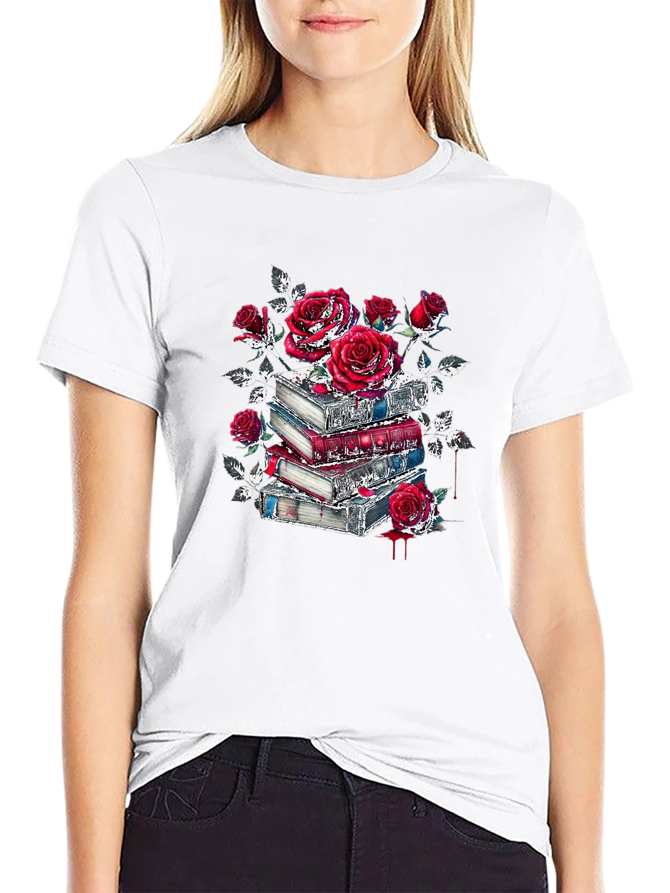 Floral Book Stack Graphic Tee