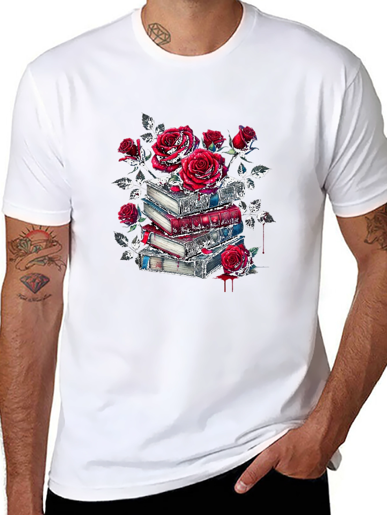 Floral Book Stack Graphic Tee