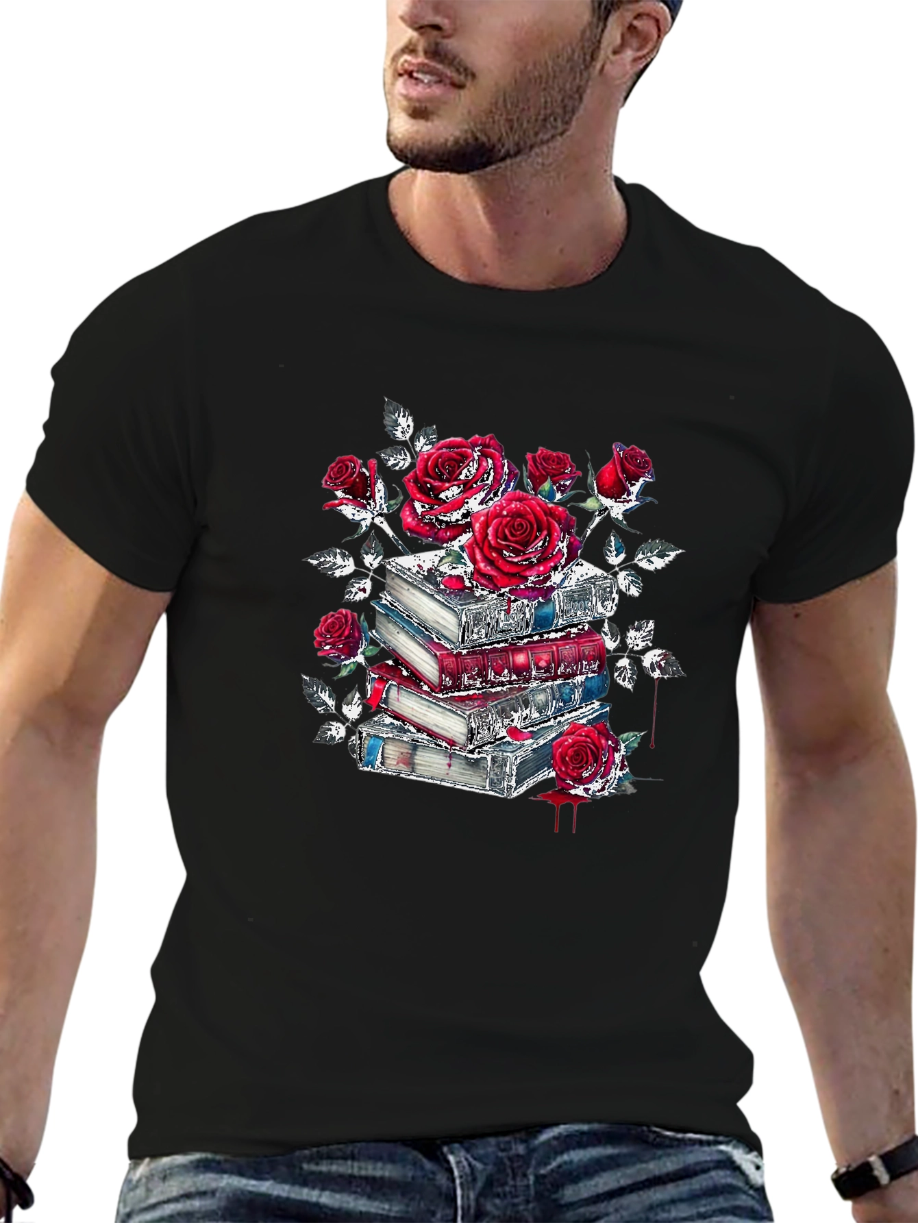 Floral Book Stack Graphic Tee