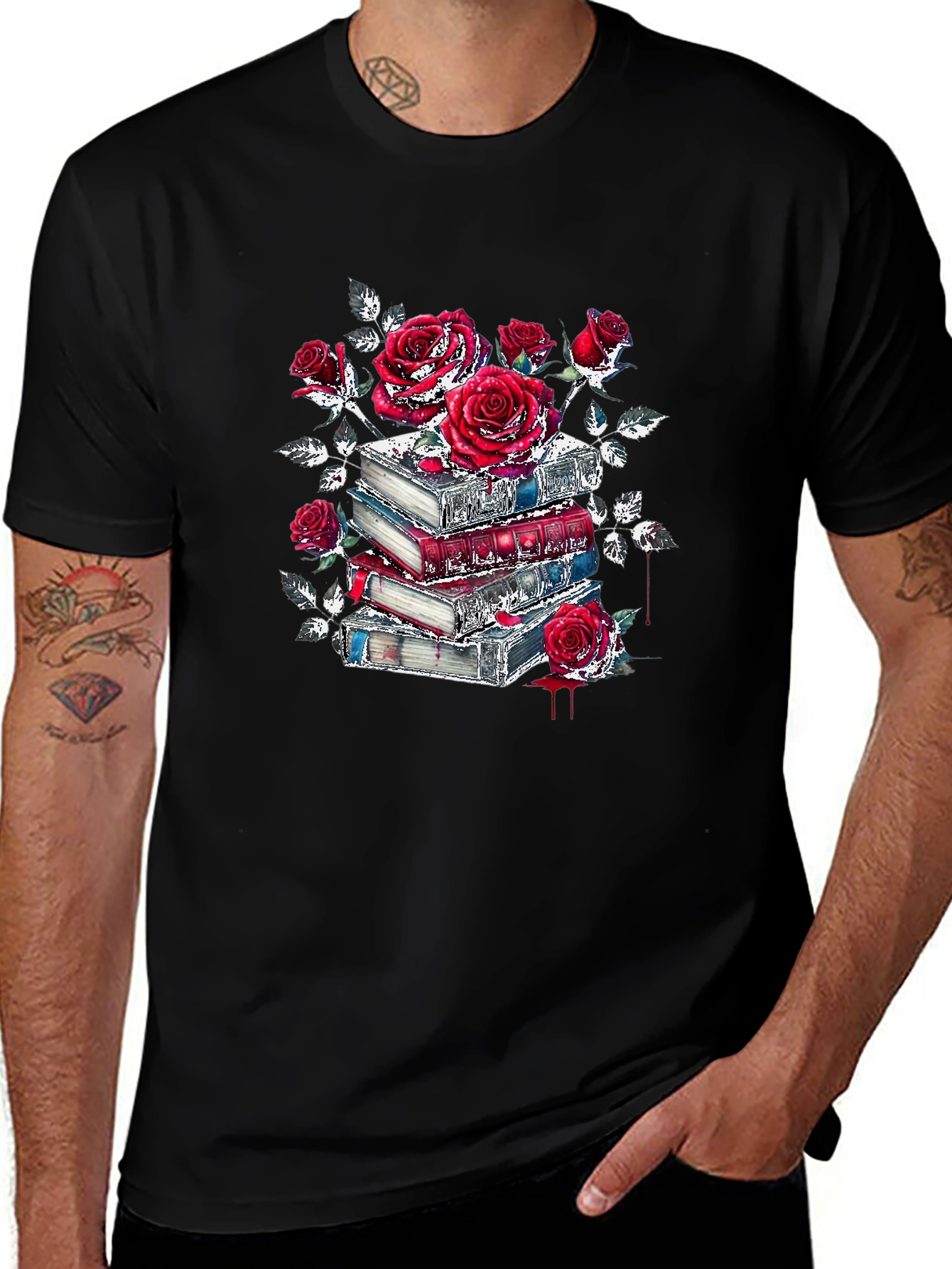 Floral Book Stack Graphic Tee
